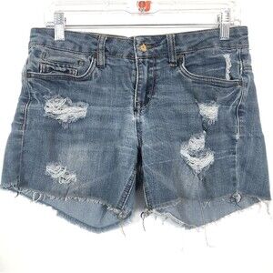 Dollhouse Distressed Cutoff Jean Shorts Size 3 Provocative Low Rise Frayed Hem